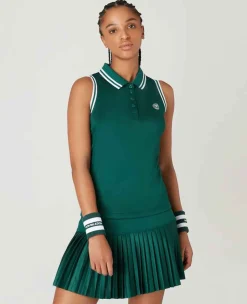Wimbledon Sport*Womens Core Performance Sleeveless Polo - Green