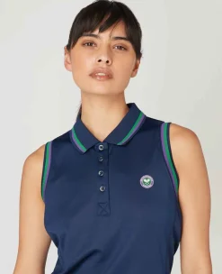 Wimbledon Sport*Womens Core Performance Sleeveless Polo - Navy