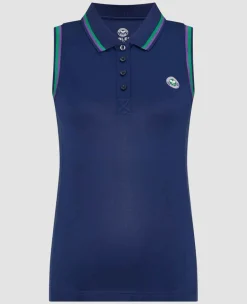 Wimbledon Sport*Womens Core Performance Sleeveless Polo - Navy