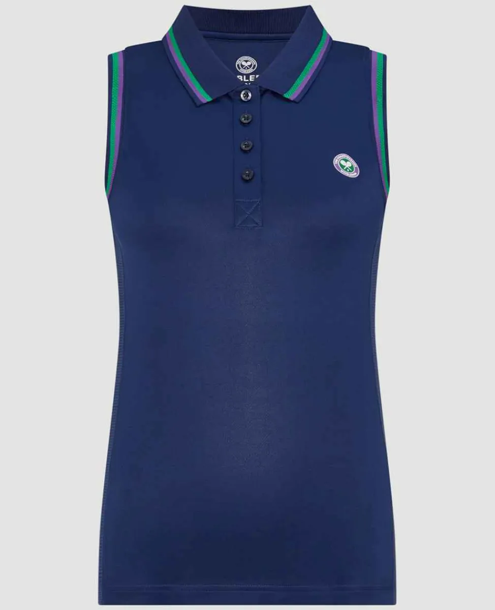 Wimbledon Sport*Womens Core Performance Sleeveless Polo - Navy