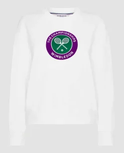 Wimbledon Sweatshirts*Womens Embroidered Logo Sweatshirt - White