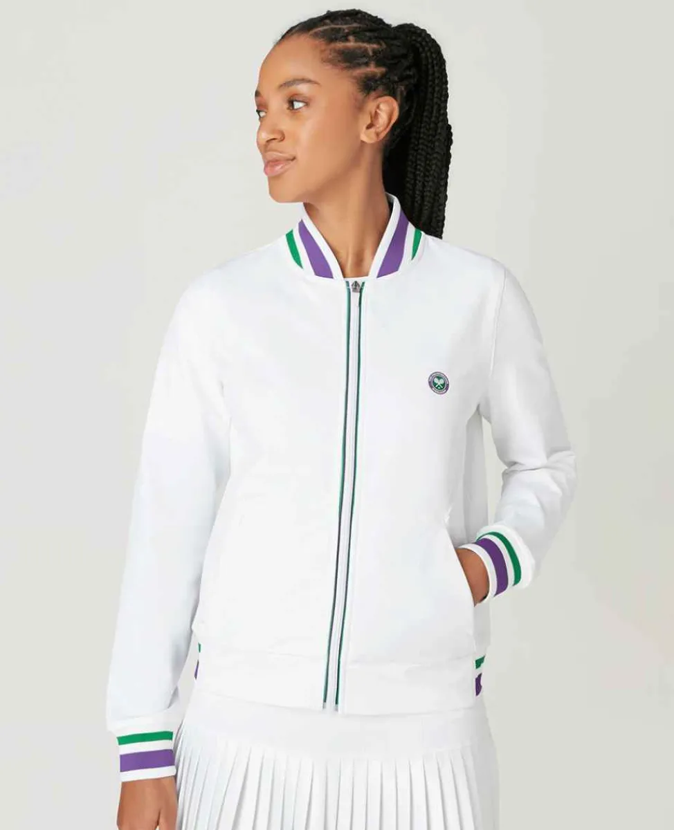 Wimbledon Sport*Womens Full Zip Jacket - White