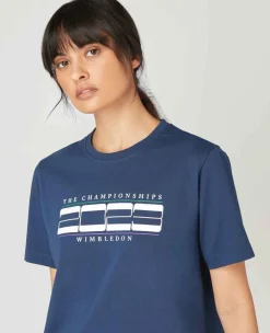 Wimbledon Tops & T-Shirts*Womens Linear 2023 T-Shirt - Navy