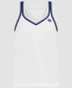 Wimbledon Sport*Womens Pique Tank - White & Navy