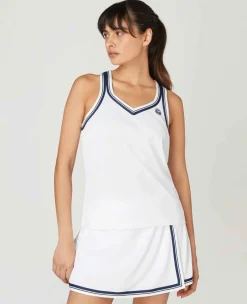 Wimbledon Sport*Womens Pique Tank - White & Navy