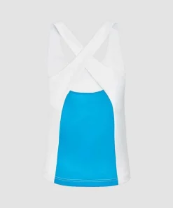 Wimbledon Sport*Women's Recycled Activewear Sports Vest - White & Blue
