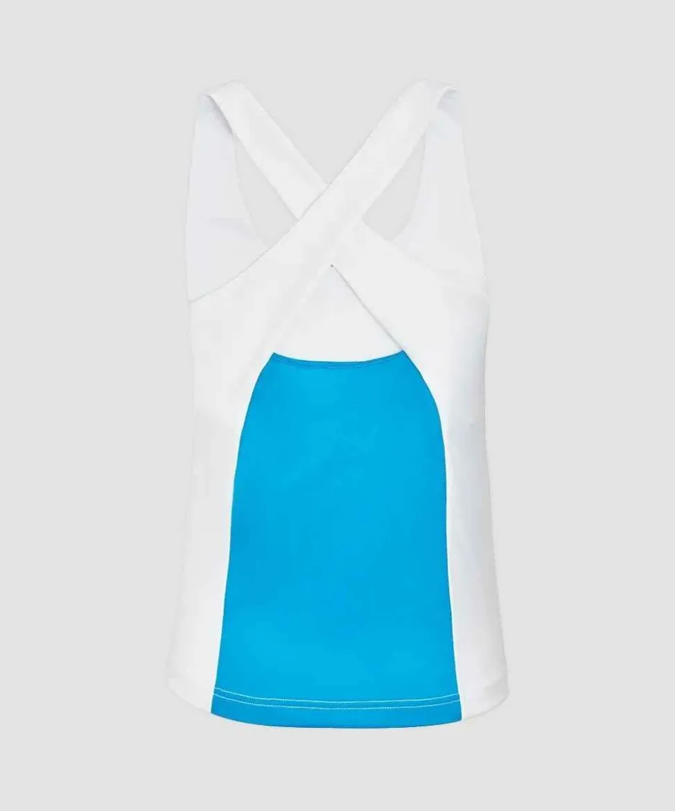 Wimbledon Sport*Women's Recycled Activewear Sports Vest - White & Blue
