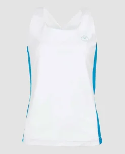 Wimbledon Sport*Women's Recycled Activewear Sports Vest - White & Blue