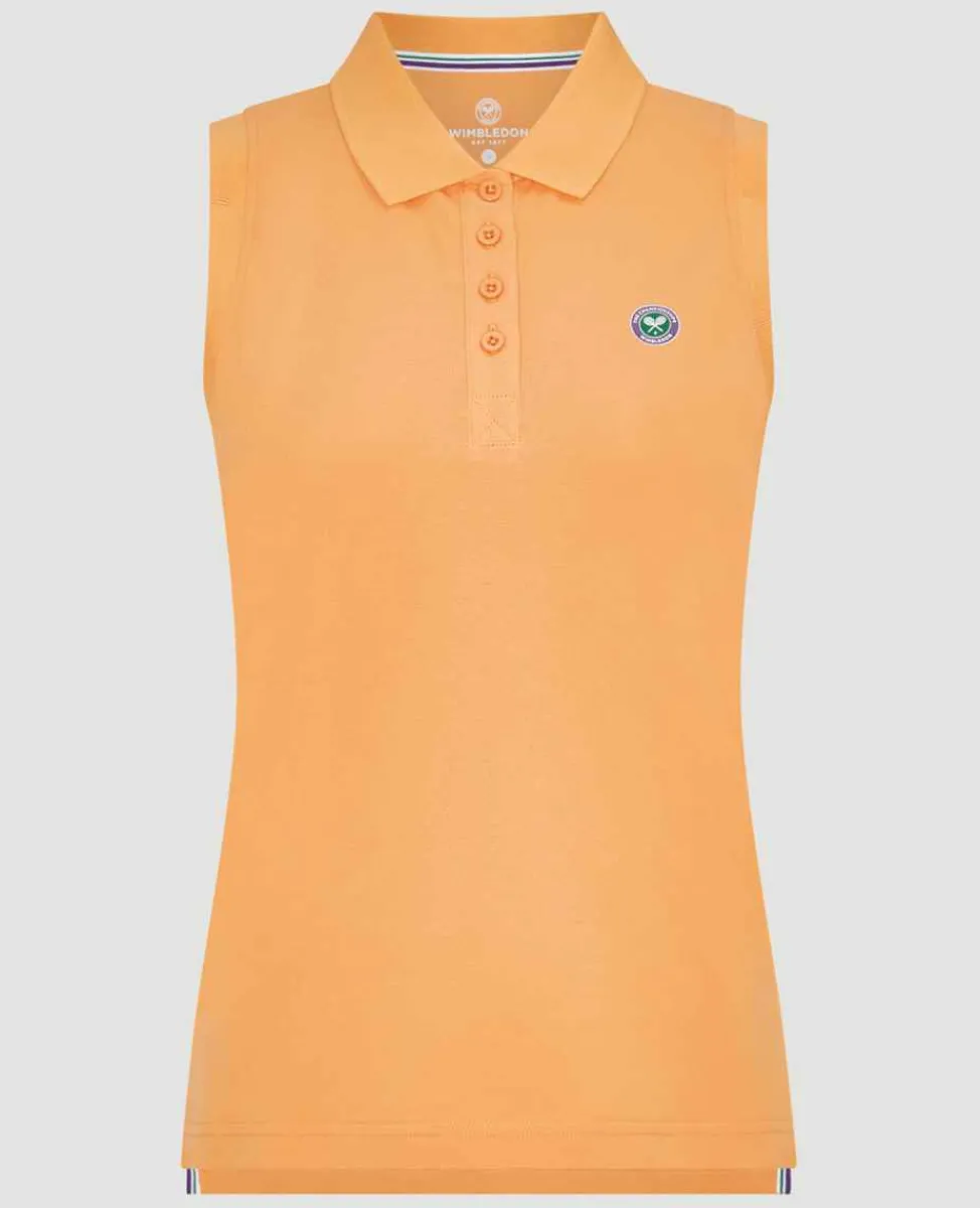 Wimbledon Sport*Womens Sleeveless Pique Polo - Orange