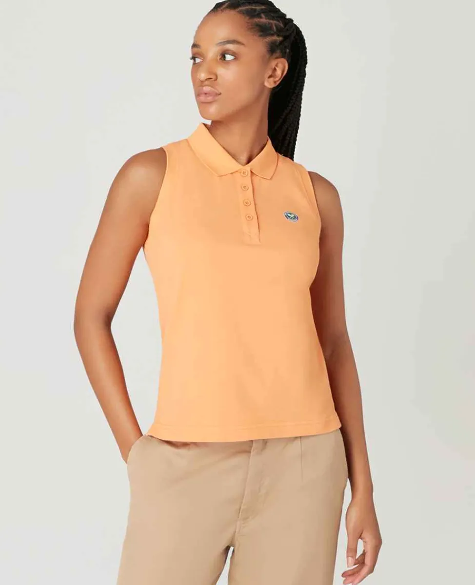 Wimbledon Sport*Womens Sleeveless Pique Polo - Orange