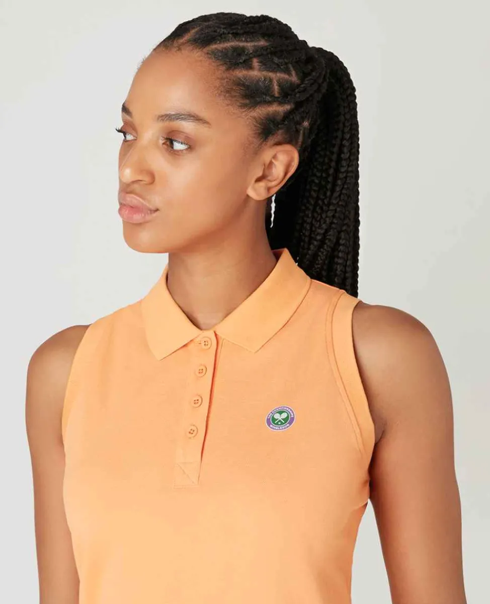 Wimbledon Sport*Womens Sleeveless Pique Polo - Orange