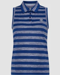 Wimbledon Sport*Womens Sleeveless Polo - Navy & White