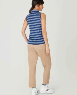 Wimbledon Sport*Womens Sleeveless Polo - Navy & White
