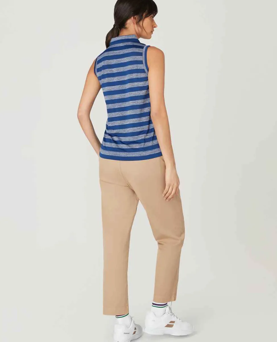 Wimbledon Sport*Womens Sleeveless Polo - Navy & White