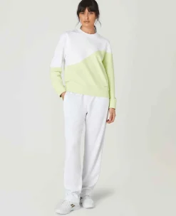 Wimbledon Sweatshirts*Womens Tennis Sweatshirt - White & Lime