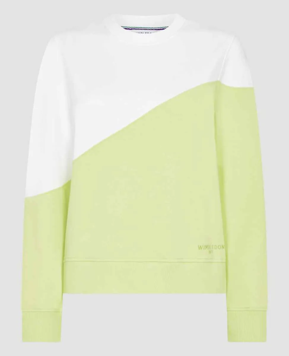 Wimbledon Sweatshirts*Womens Tennis Sweatshirt - White & Lime