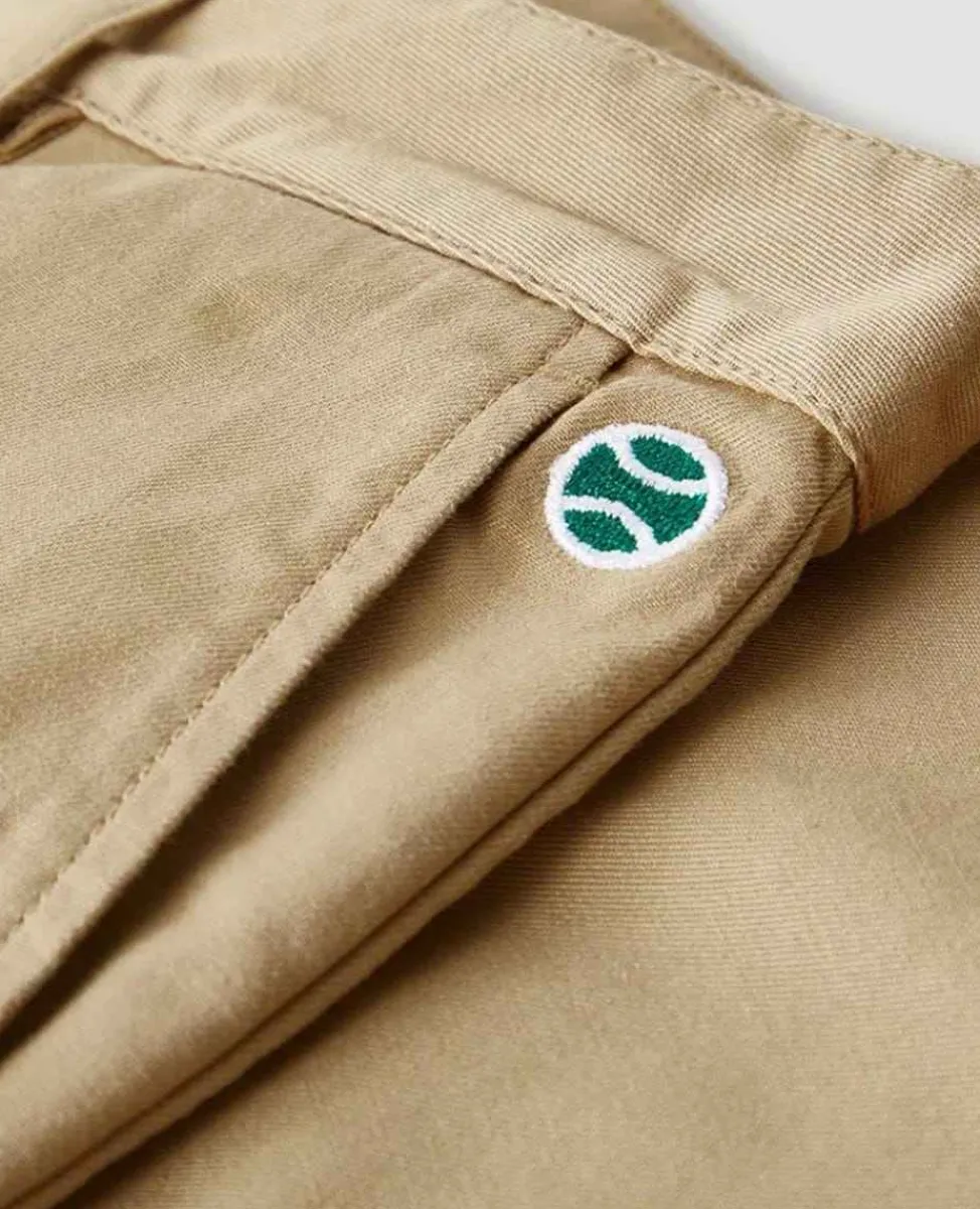 Wimbledon Bottoms*Womens Twill Cropped Trousers - Stone