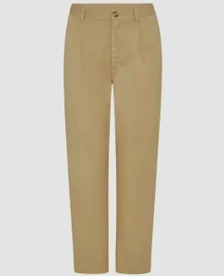 Wimbledon Bottoms*Womens Twill Cropped Trousers - Stone