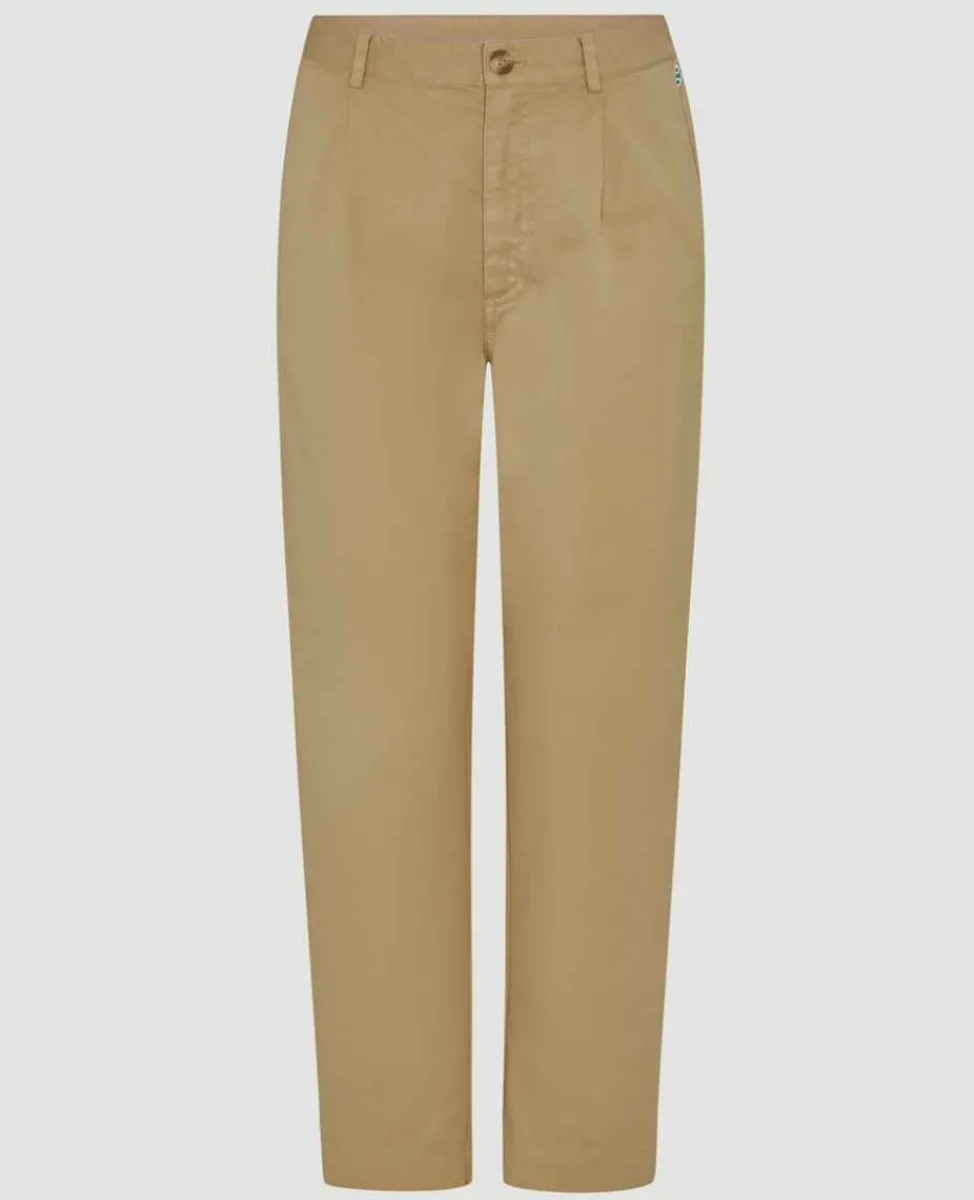 Wimbledon Bottoms*Womens Twill Cropped Trousers - Stone
