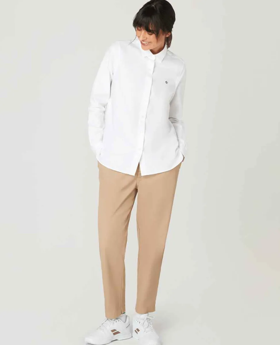 Wimbledon Bottoms*Womens Twill Cropped Trousers - Stone