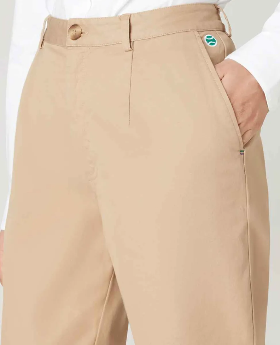 Wimbledon Bottoms*Womens Twill Cropped Trousers - Stone