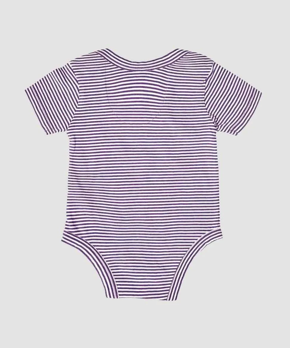 Wimbledon Baby*Yarn Dyed Stripe Babygrow - Purple